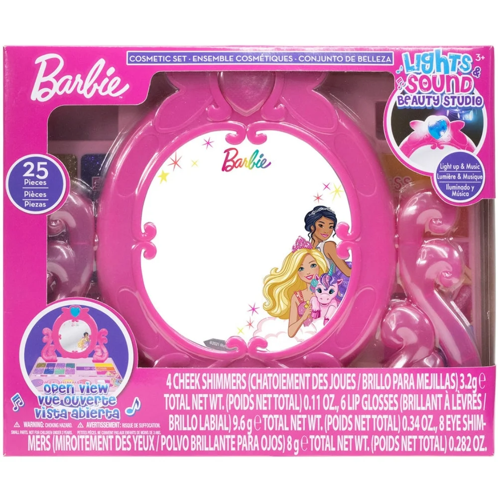 Barbie Cosmetic Vanity Mirror Makeup Set Lights Up Music